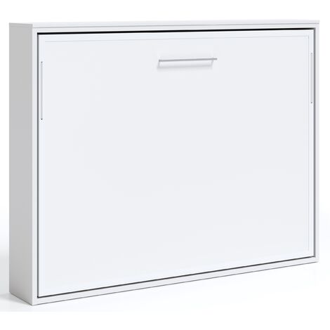 Lit escamotable horizontal 90x190 Angelina-Coffrage Blanc-Façade Blanche (1/5)