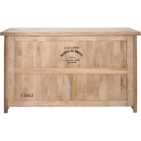Comptoir de bar bois massif clair et métal noir Ralico L (1/5)