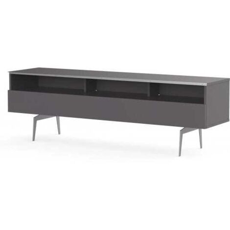 Meuble TV 3 niches 1 porte mélaminé gris et pieds métal Albany 160 cm (1/5)