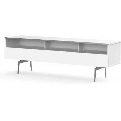 Meuble TV 3 niches 1 porte mélaminé blanc Yvanna 160 cm (1/5)