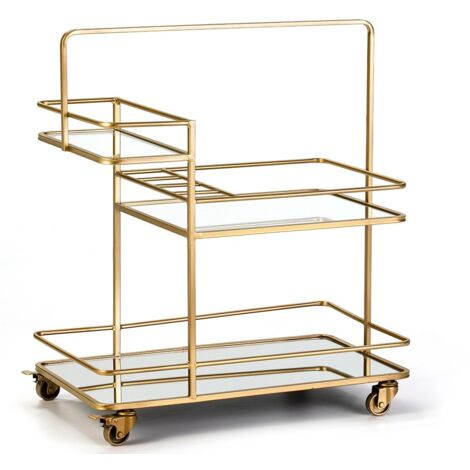 Desserte sur roulettes 3 plateaux miroir L 70cm (1/3)