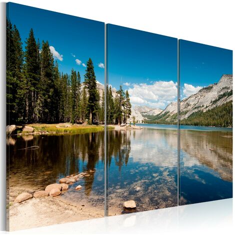 Tableau Montagnes et lac cristallin - Taille L 60 x H 40 cm