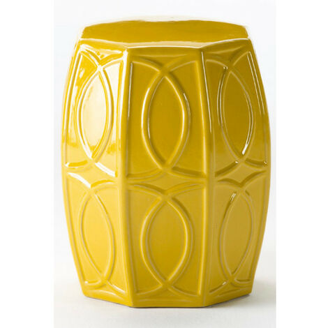 Tabouret bas rond céramique jaune 2 (1/2)