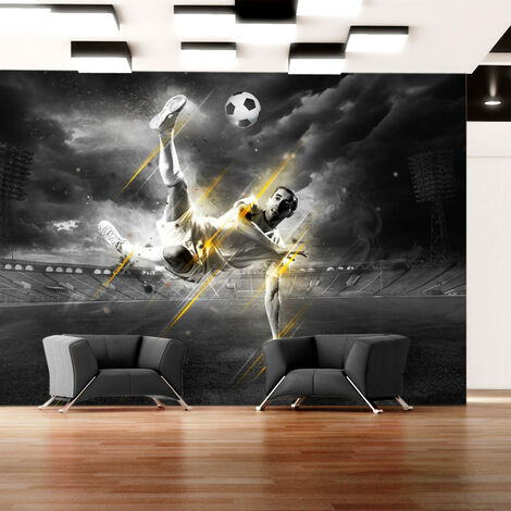 Papier Peint Intissé Panoramique Enfant Football Graffiti Effet 3D