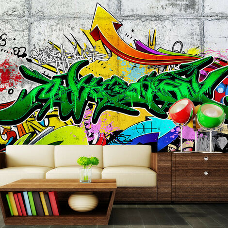 Multicolore Graffiti & Foncé Effet Brique Papier Peint