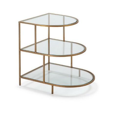 Table d'appoint 3 niveaux verre transparent et métal doré Vera (1/3)