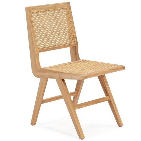 Chaise bois de chêne avec rotin naturel Lanja (1/3)