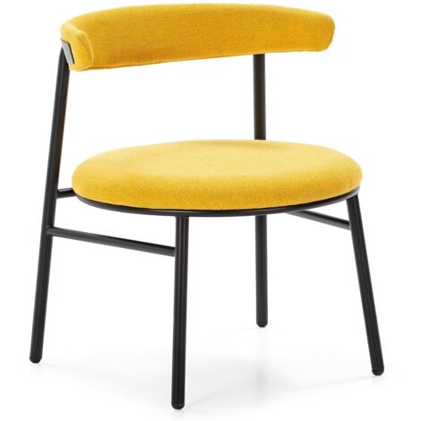 Chaise tissu jaune et métal noir Toky (1/4)