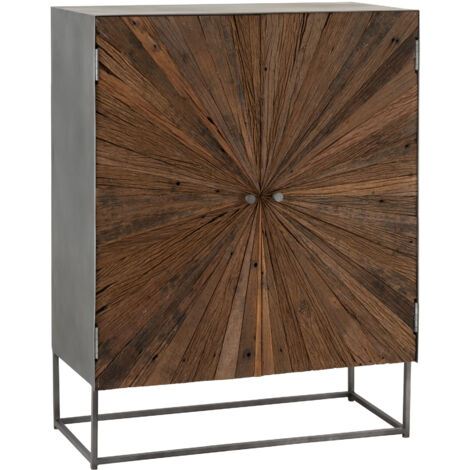 Buffet 2 portes 85x42x110 cm en bois et métal - SHANIL (1/5)