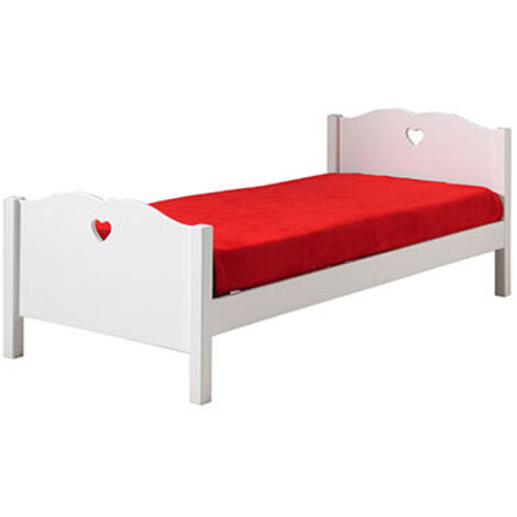 Lit 90x200 cm avec sommier en pin blanc - AMORENA (1/5)