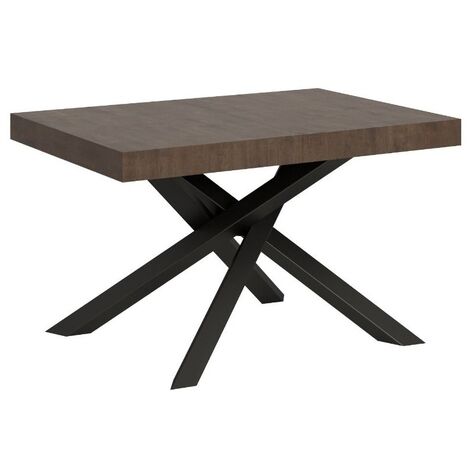 Petite table à manger design marron et pieds entrelacés anthracite 130 cm Artemis (1/5)
