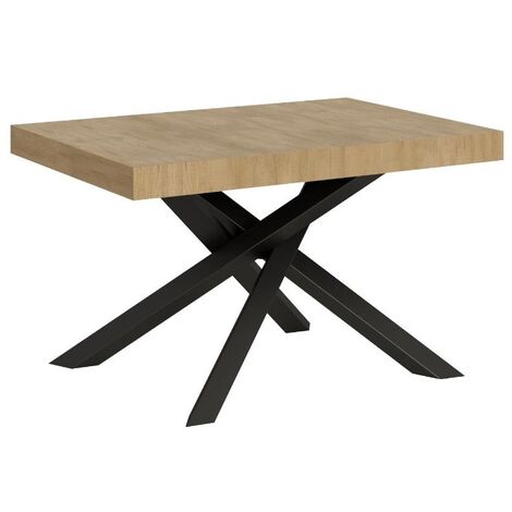 Petite table à manger design chêne clair et pieds entrelacés anthracite 130 cm Artemis (1/5)