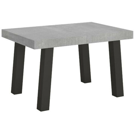 Table à manger rectangulaire gris béton et pieds métal anthracite Bidy 130 cm (1/5)