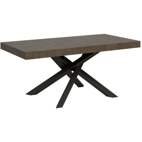 Table à manger design marron et pieds entrelacés anthracite 160 cm Artemis (1/5)