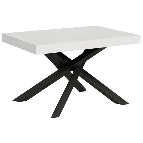 Petite table à manger design blanche et pieds entrelacés anthracite 130 cm Artemis (1/5)