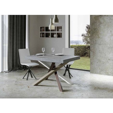 Table extensible 4 à 10 personnes gris cendré et pieds entrelacés 4 couleurs L 130 à 234 cm Artemis (1/5)