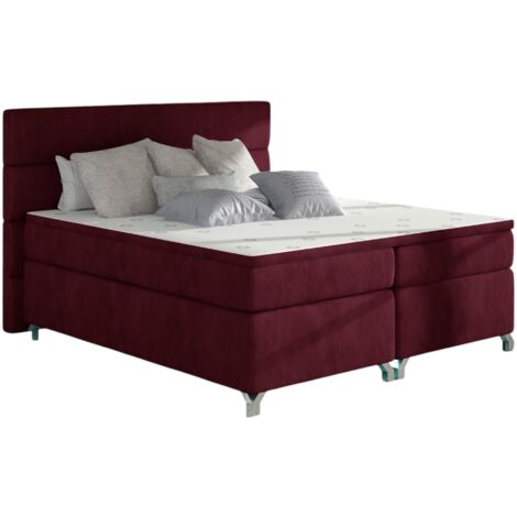 Lit boxspring 160x200 tissu bordeaux Mador (1/5)