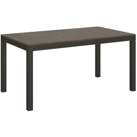 Table rectangulaire extensible 6 à 20 personnes L 160 à 420 cm bois foncé et métal anthracite Evy (1/5)