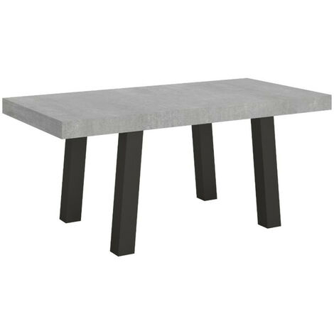 Table extensible 6 à 20 places L 160 à 420 cm gris béton et pieds métal anthracite Bidy (1/5)