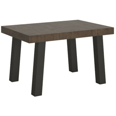 Table extensible 4 à 10 places L 130 à 234 cm bois foncé et pieds métal anthracite Bidy (1/5)