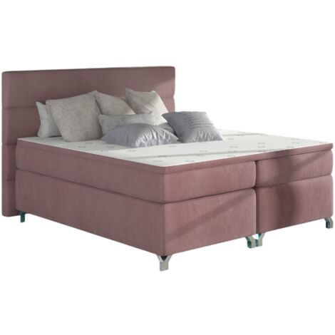 Lit boxspring 180x200 velours rose Mador (1/5)