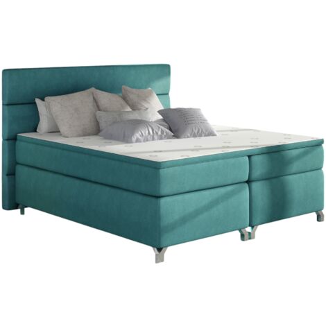 Lit boxspring 180x200 tissu vert émeraude Mador (1/5)