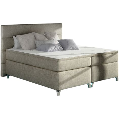 Lit boxspring 180x200 tissu beige Mador (1/5)