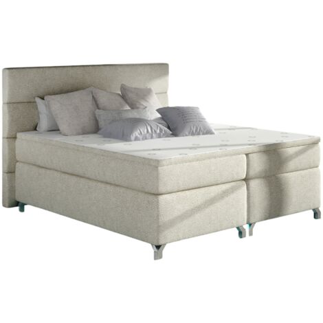 Lit boxspring 160x200 tissu crème Mador (1/5)