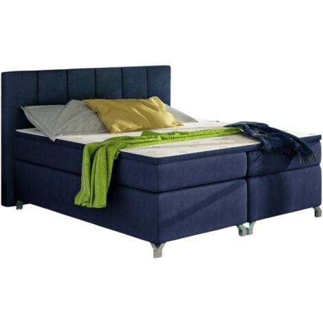 Lit boxspring 160x200 tissu bleu marine Balfor (1/4)