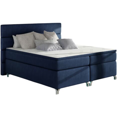 Lit boxspring 180x200 tissu bleu foncé Mador (1/5)
