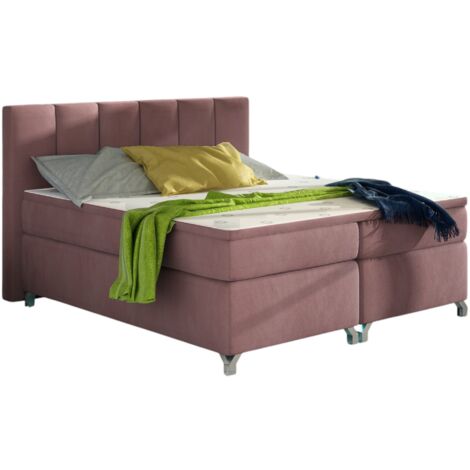 Lit boxspring 180x200 velours rose clair Balfor (1/4)