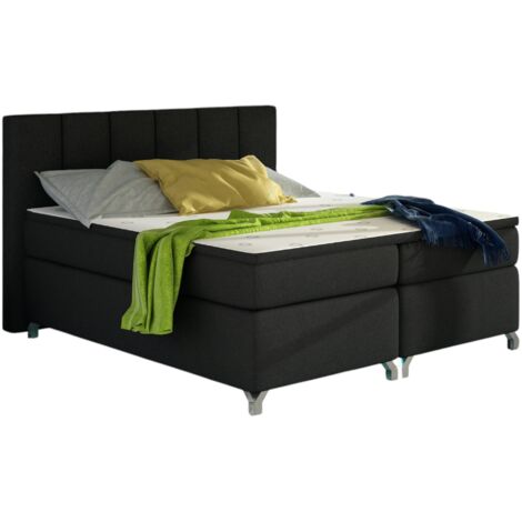 Lit boxspring 160x200 tissu noir Balfor (1/4)