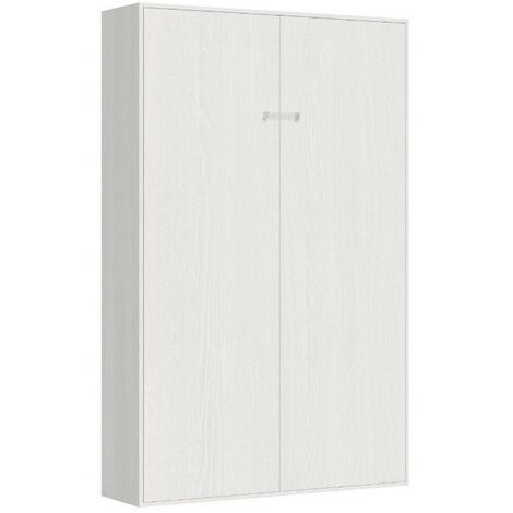 Lit escamotable vertical 140x190 cm bois blanc Kanto (1/5)