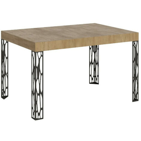 Table extensible 6 à 10 places L 130 à 234 cm bois clair et pieds métal gris foncé Gisa (1/5)