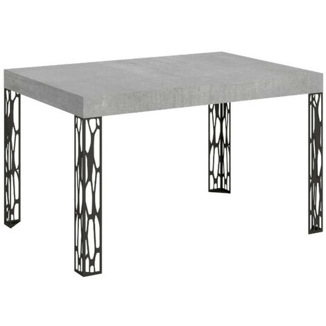 Table extensible 6 à 10 places L 130 à 234 cm gris béton et pieds métal gris foncé Gisa (1/5)