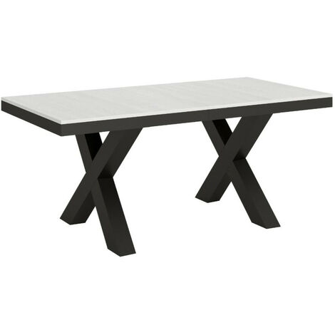Table extensible 6 à 20 places L 160 à 420 cm blanc et cadre métal gris foncé Tsara (1/5)