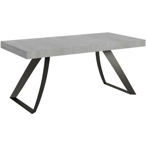 Table extensible design 8 à 20 personnes gris et pieds métal incurvés anthracite L 180 à 440 cm Volta (1/5)