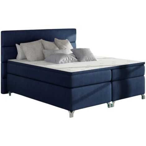 Lit boxspring 160x200 tissu bleu foncé Mador (1/5)