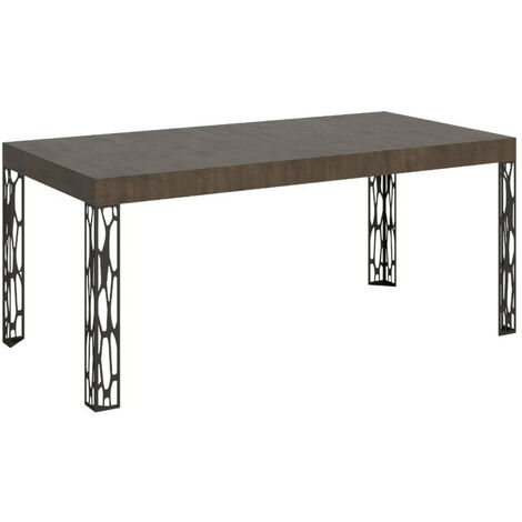 Table à manger rectangulaire 180 cm bois foncé et pieds métal gris foncé Gisa (1/5)