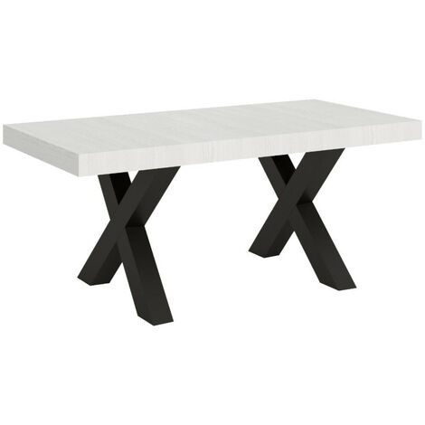 Table extensible 4 à 10 places L 130 à 234 cm blanc et pieds métal gris foncé Tsara (1/5)