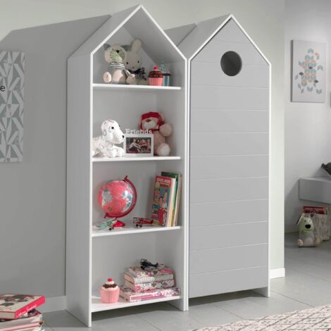 Armoire Casami + bibliothèque Casami- blanc/gris (1/5)