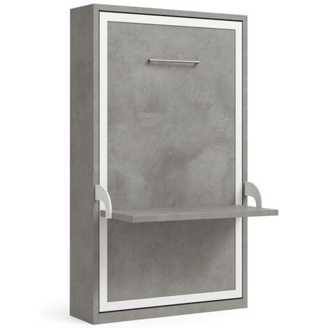 Lit escamotable verticale 90x200 avec bureau Studante-Façade Gris ciment (1/5)