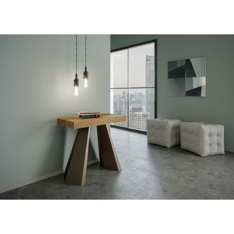 Table de salle à manger extensible style industriel chêne/gris Scarlet