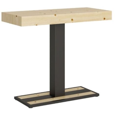 Console extensible pin massif clair et pieds métal anthracite 14 personnes 40 à 300cm Cali (1/5)