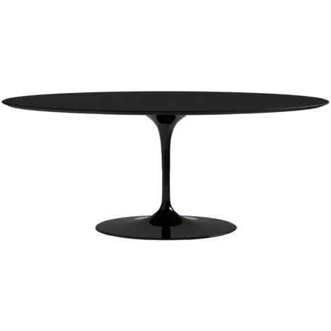 Table tulipe ovale noir mat et pied noir mat 200 cm