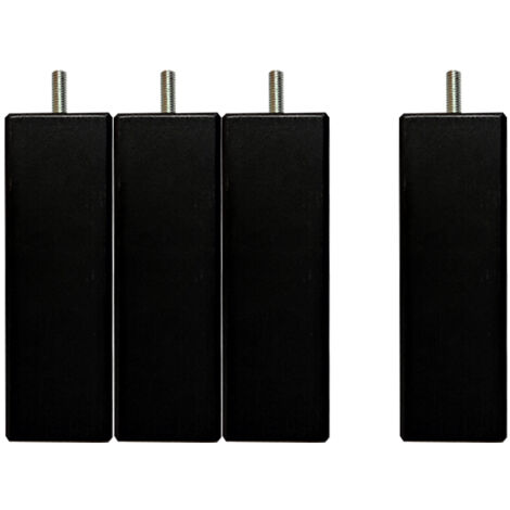 Les Tendances – Pieds de lit carrés en hêtre massif noir H 15 cm – Lot de 4 – Compatible sommiers avec tige filetée 8 mm – Fabrication française