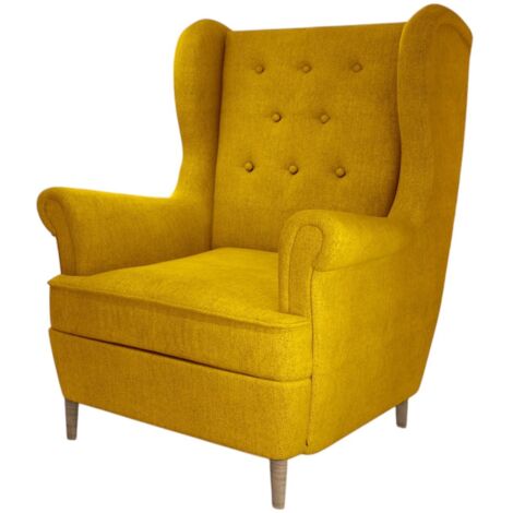 Fauteuil bergère LIZZI – Élégance intemporelle et confort royal-Jaune (1/5)