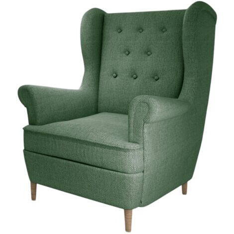 Fauteuil bergère LIZZI – Élégance intemporelle et confort royal-Vert clair (1/5)