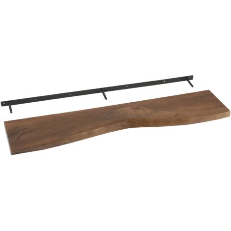 Etagère murale en acacia avec support fixation Marron Foncé 115 cm (1/2)