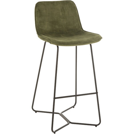 Chaise de bar métal et tissu doux vert Laurel 76.6cm (1/5)